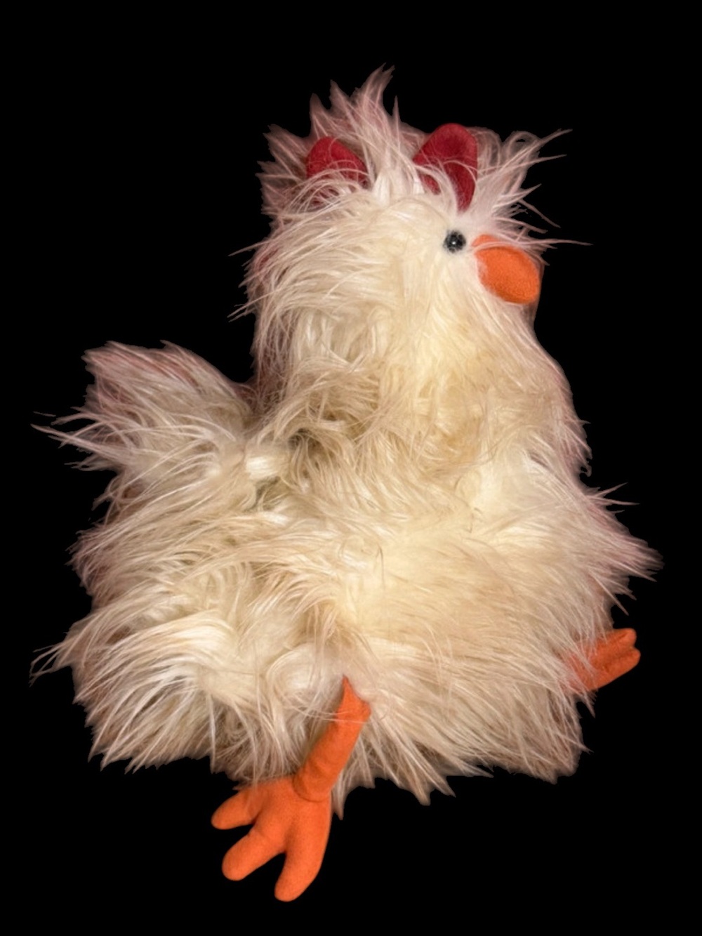 Jellycat Cream Fluffy Chicken with Orange Beak and Feet